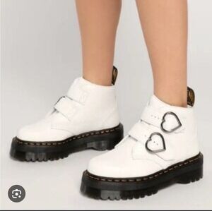 Dr. Martens White Devon Heart Boots